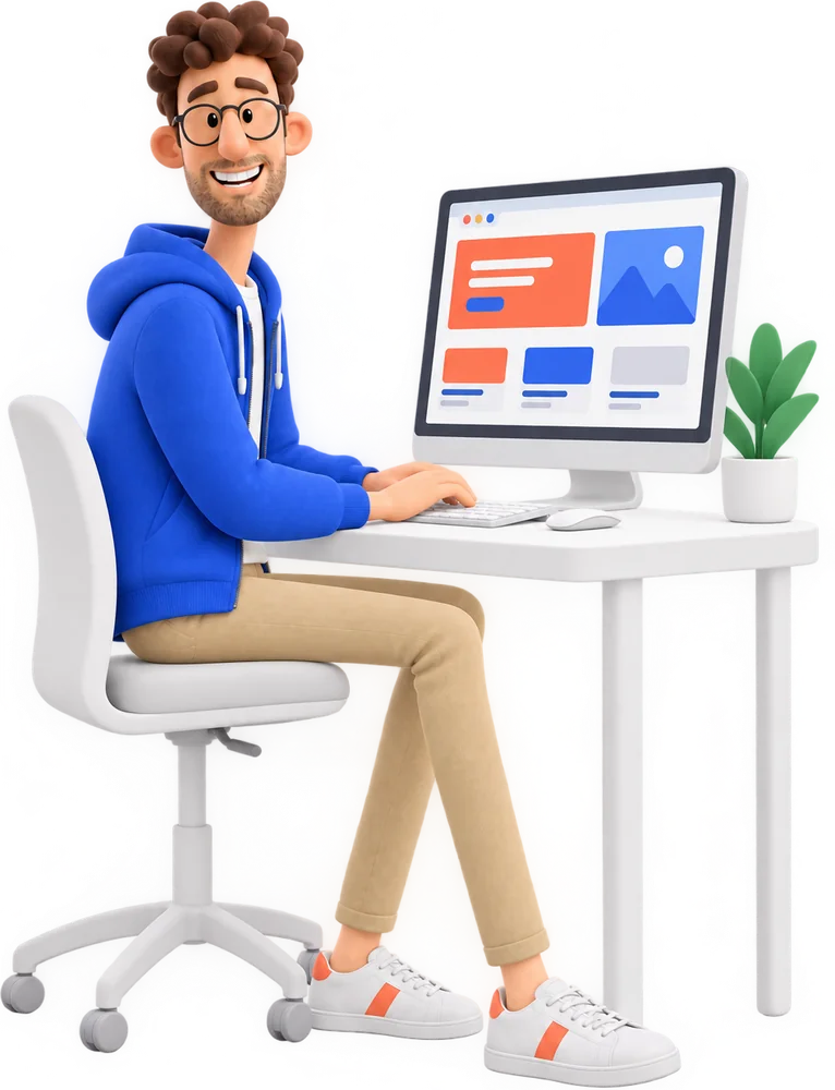 Dev lucrează la un site, la birou